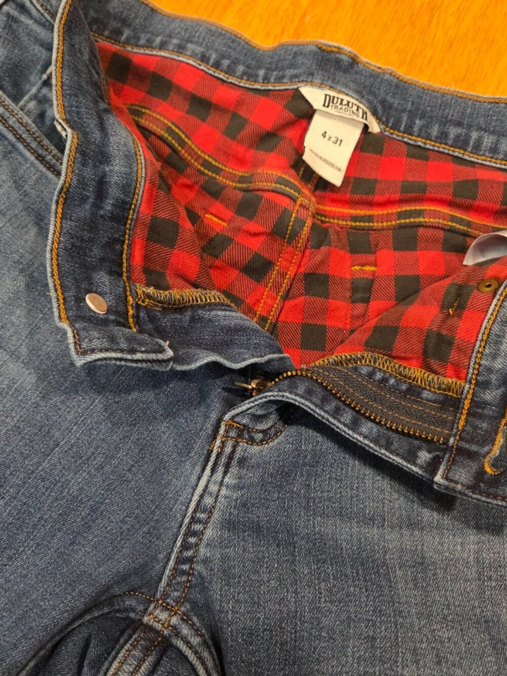 Duluth Trading Co Flannel Lined Straight Leg Jeans size 4x31